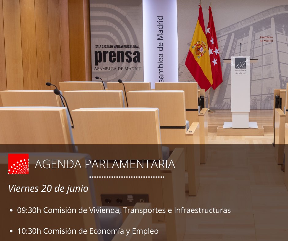 🏛️ Finalizamos la semana parlamentaria con la celebración de dos reuniones de comisión.

👉 Consulta más información en: asambleamadrid.es/actividad/agen…