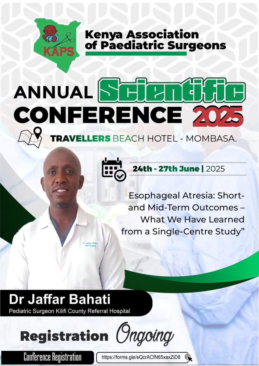 Join us in Mombasa as we discuss the latest in matters Paediatric Surgery during our annual scientific conference.
Looking forward to seeing you.
7 days to go!