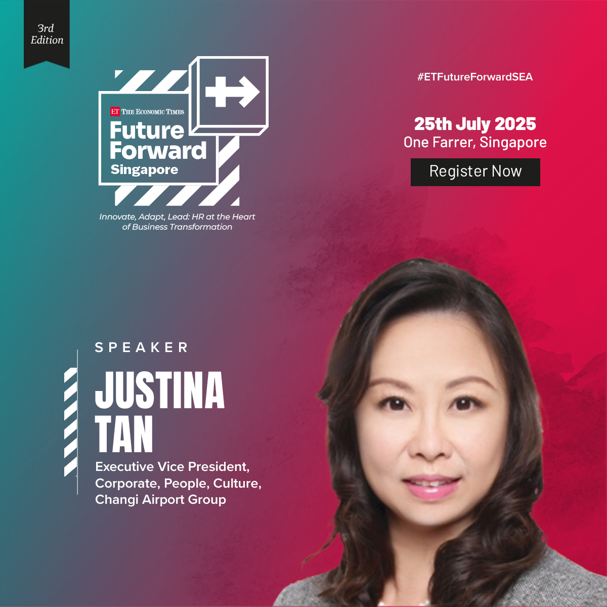 ETHRWorld South-East Asia (@ethrworldsea) on Twitter photo We’re excited to welcome Justina Tan, Executive Vice President, Corporate, People & Culture at <a href="/ChangiAirport/">Changi Airport</a>, to the The Economic Times Future Forward Southeast Asia Series 2025– Singapore Chapter
Register now: hrsea.economictimes.indiatimes.com/future-forward…
#ETFutureForwardSEA #ETFutureForward We’re excited to welcome Justina Tan, Executive Vice President, Corporate, People & Culture at <a href="/ChangiAirport/">Changi Airport</a>, to the The Economic Times Future Forward Southeast Asia Series 2025– Singapore Chapter
Register now: hrsea.economictimes.indiatimes.com/future-forward…
#ETFutureForwardSEA #ETFutureForward