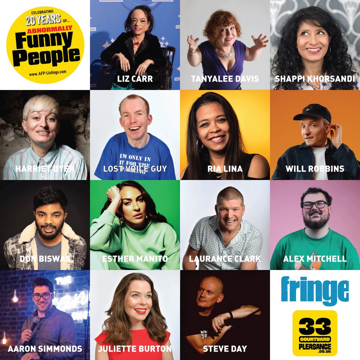 AbnormFunnyPeop's tweet photo. 🎉 Edinburgh Fringe 2025 – Line-up drop! 🎭
The core cast of Abnormally Funny People is confirmed, and you're the first to know.
Bold, brilliant, barrier-breaking comedy at Pleasance  this August!

🎟️ Book now: https://t.co/oCT3Efo3uh
#DareToDiscover #EdFringe2025 #LiveComedy https://t.co/mZ0EKrCv9y