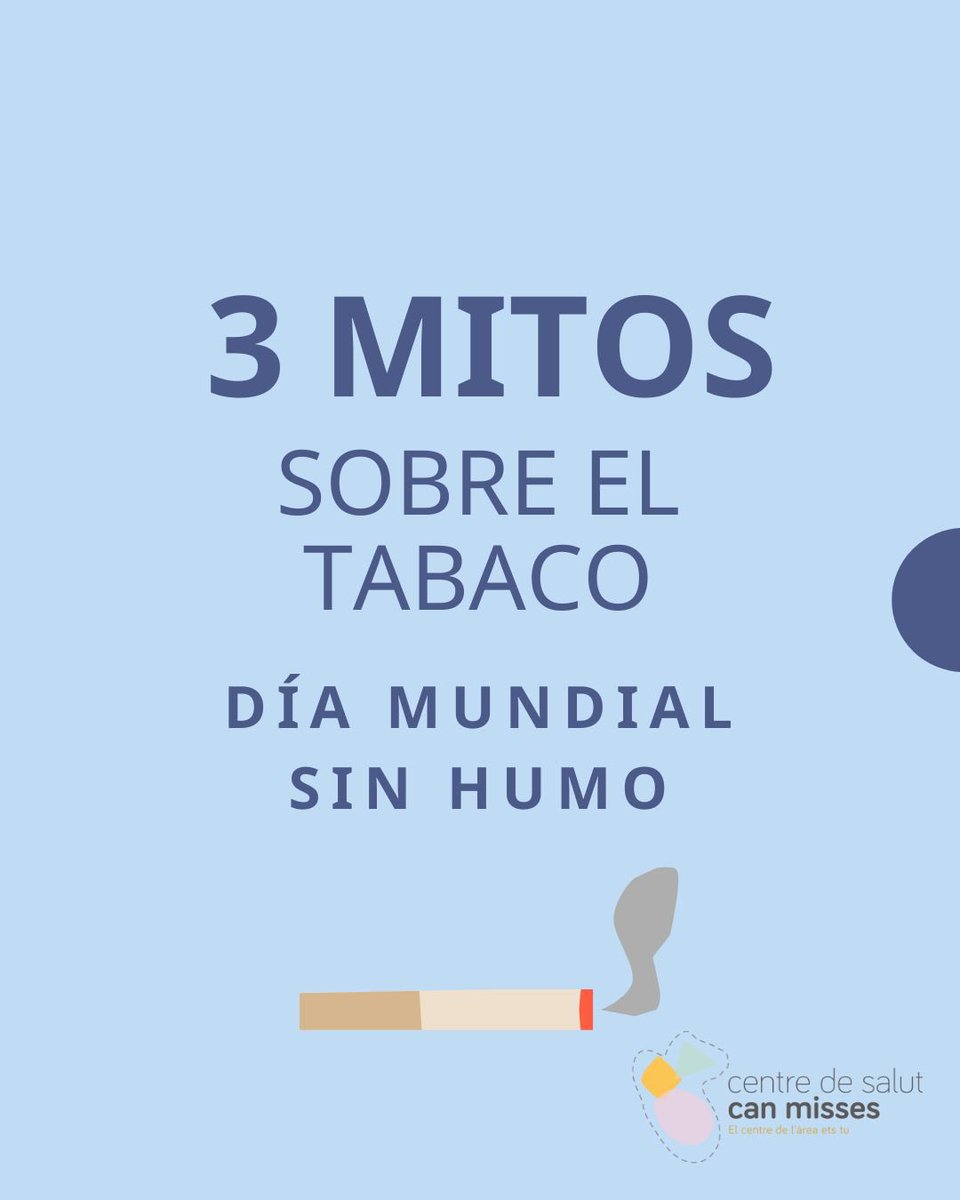 primariaasef's tweet image. No te creas los mitos sobre dejar de fumar, ¡Infórmate y da el paso!!🚭
VIA CS Can Misses
@salutGOIB
@ibsalut
@asef_ibsalut
#DejarDeFumar #SaludPulmonar
#SinHumo
#centrodesalud
#salud
#EPS