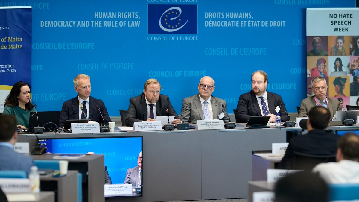 DSGBjornBerge's tweet image. "Hate crime demands a joint response. As recent events across Europe remind us, we have no time to waste. Building on @coe’s standards, let’s work together to confront it, prevent it, and ensure hate finds no safe harbour"
Opening the Conference on Preventing and combating hate…