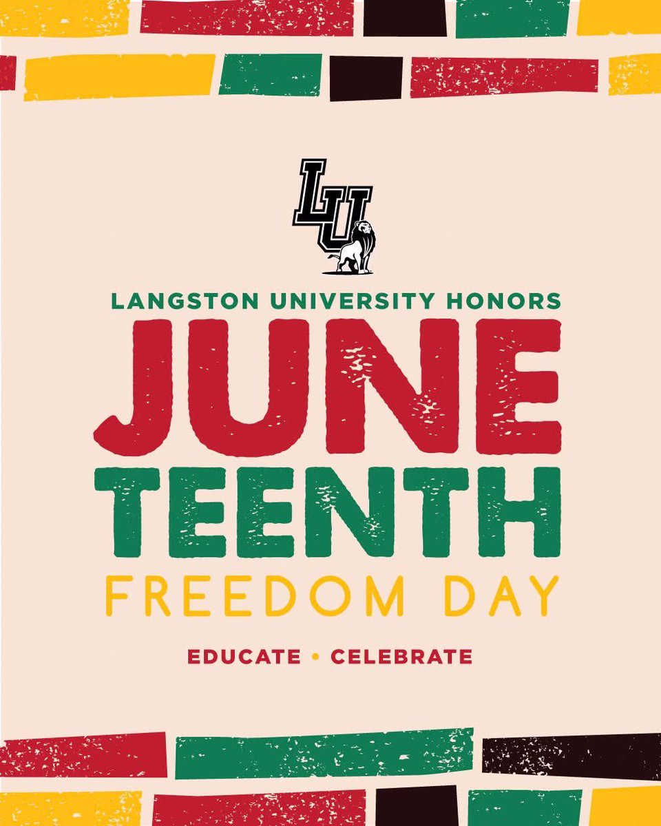Langston University commemorates the liberation of slaves in Texas in 1865 and the end of slavery in the United States. Today, we celebrate #Juneteenth, #FreedomDay!

Langston University offices will be closed today in across all campus in observance of the holiday.
