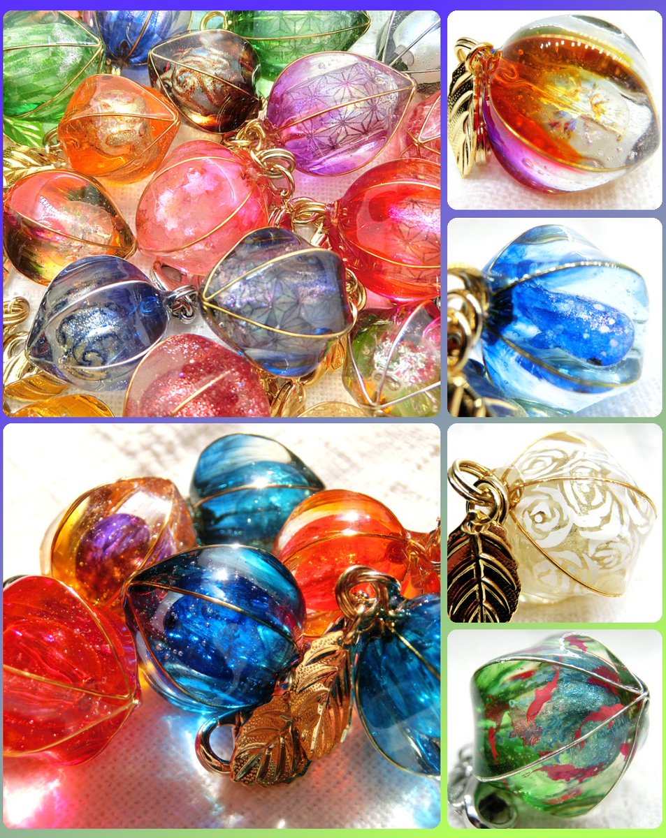 #作品を載せて自分の作品を知ってもらおう

鬼灯(ほおずき)チャーム✨
種類いろいろ作っています

この鬼灯は空洞ではなくレジンの
かたまりなのでわりと頑丈です