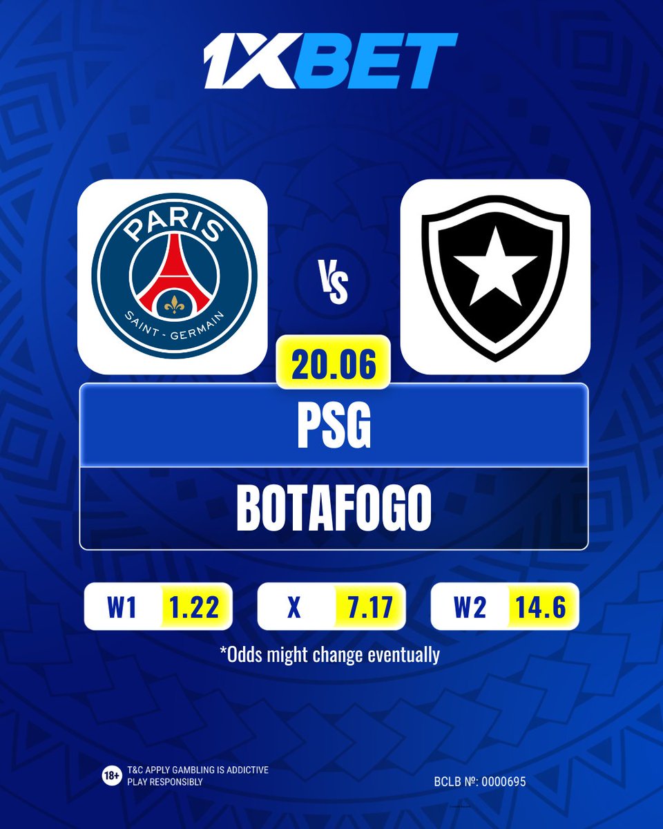 1xBet Kenya (@1xbetkenya_) on Twitter photo ๐ Two worlds. One goal.
๐ฅ FIFA Club World Cup โข June 20 ๐ฅ
๐ซ๐ท PSG vs Botafogo ๐ง๐ท
Parisian power or Brazilian passion โ who rules the pitch this time?
Itโs more than a match. Itโs a statement. โฝ
๐ฃ๏ธ Drop your score predictions below & tag a friend who must watch this one! ๐ Two worlds. One goal.
๐ฅ FIFA Club World Cup โข June 20 ๐ฅ
๐ซ๐ท PSG vs Botafogo ๐ง๐ท
Parisian power or Brazilian passion โ who rules the pitch this time?
Itโs more than a match. Itโs a statement. โฝ
๐ฃ๏ธ Drop your score predictions below & tag a friend who must watch this one!