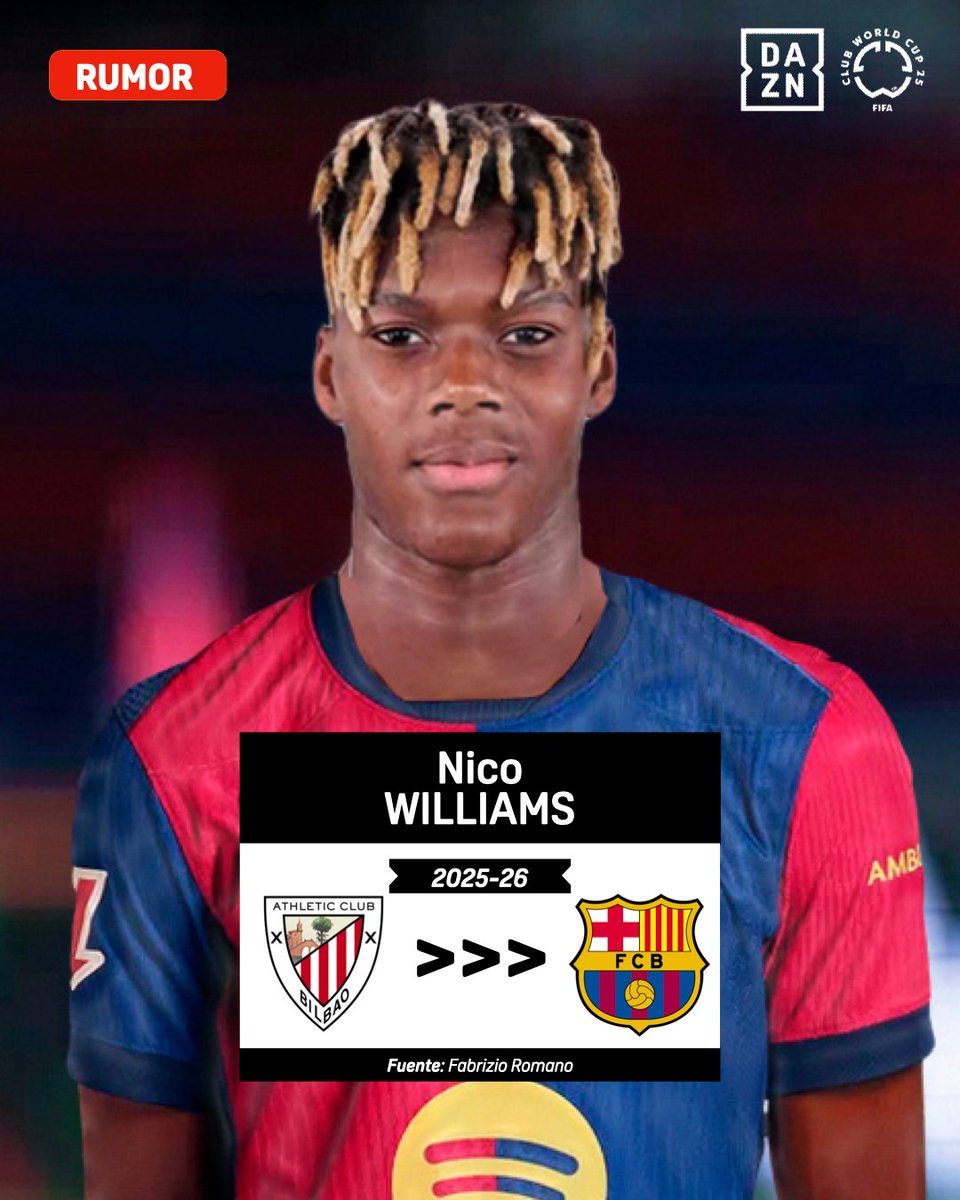 DAZN Fútbol (@daznfutbol) on Twitter photo 🚨🔵🔴 ¡Nico Williams y el Barça tienen acuerdo personal!
El jugador ha pactado un contrato hasta junio de 2031, con un salario de €7-8M netos por temporada.
Ahora el Barça negocia con el Athletic para cerrar el fichaje.
ℹ️ <a href="/FabrizioRomano/">Fabrizio Romano</a> 🚨🔵🔴 ¡Nico Williams y el Barça tienen acuerdo personal!
El jugador ha pactado un contrato hasta junio de 2031, con un salario de €7-8M netos por temporada.
Ahora el Barça negocia con el Athletic para cerrar el fichaje.
ℹ️ <a href="/FabrizioRomano/">Fabrizio Romano</a>