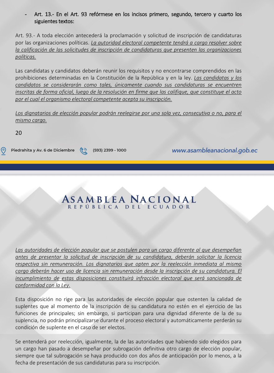 El texto de #ReformaCódigoDemocracia debería revisarse con mucha minuciosidad, porque al parecer se incluyeron y eliminaron aspectos que no fueron discutidos durante el debate en el Pleno de la Asamblea Nacional, cosa que no es posible hacerlo y que llama la atención, toda vez