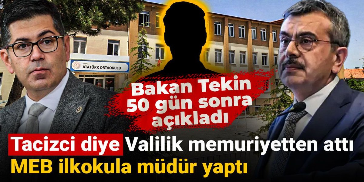 Tacizci diye Valilik memuriyetten attı MEB ilkokula müdür yaptı: Bakan Tekin 50 gün sonra açıkladı
halktv.com.tr/gundem/tacizci…