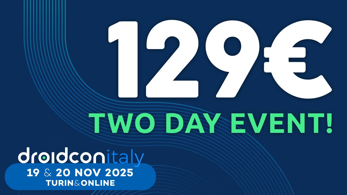 Droidconit's tweet image. 🚨 Only 3 tickets left at the Very Early Bird price! 🐦
After these are gone, the price for Droidcon Italy 2025 will increase. ⏳
If you already know you don’t want to miss the most important Android event of the year, now’s the time to act:
✅ Save with the lowest price…