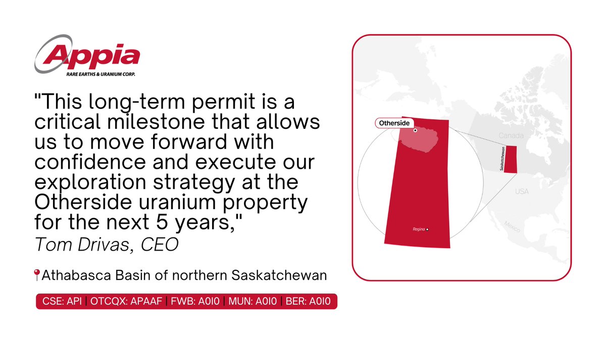 Appiareu's tweet image. "This long-term permit is a critical milestone that allows us to move forward with confidence and execute our exploration strategy at the Otherside uranium property for the next 5 years" Tom Drivas, CEO & Director
π stockmkt.info/4kHIywW
π¨π¦ $API.CA πΊπΈ $APAAF π©πͺ A0I0