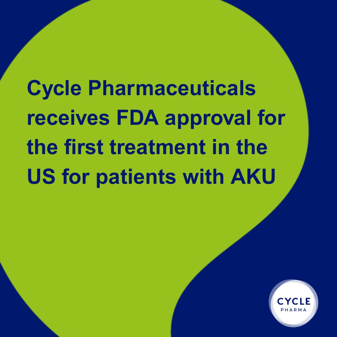 Cycle Pharmaceuticals receives FDA approval for the first and only treatment in the U.S. for patients with Alkaptonuria (AKU)
Learn more: cyclepharma.com/news/first-fda…