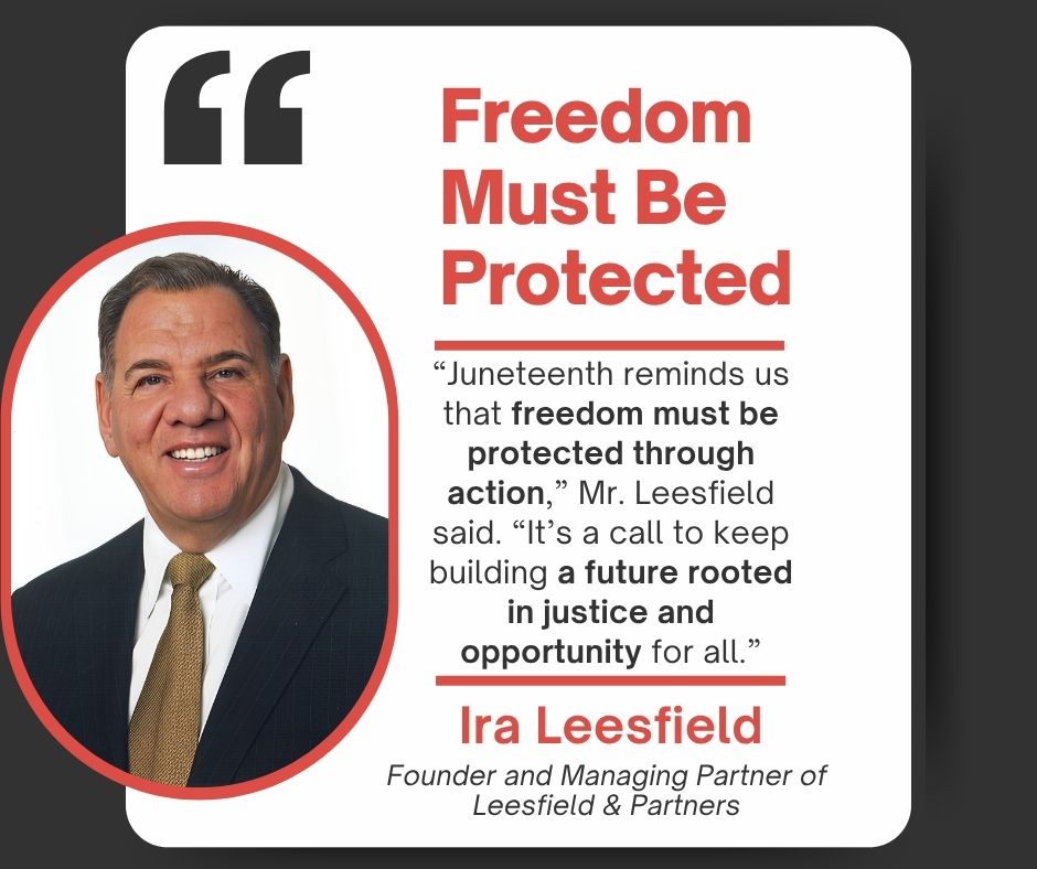 leesfield's tweet image. Today we honor Juneteenth — a reminder of the fight for freedom, justice & equality. At Leesfield & Partners, we stand for equity in the courtroom & beyond.
“Our work must reflect our values,” said Ira Leesfield.
🔗 leesfieldfamilyfoundation.org/leesfield-part…