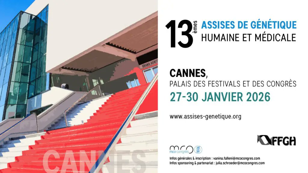 🚨 Assises de Génétique Humaine et Médicale #FFGH : Inscriptions &amp; Appel à Communications !
📆 27 - 30 janvier 2026
📍Palais des Festivals et des Congrès de Cannes

Inscription 👉 assises-genetique.org/inscription/

Abstracts :
👉 assises-genetique.org/appel-a-commun… 
📆Date limite : 7 septembre 2025