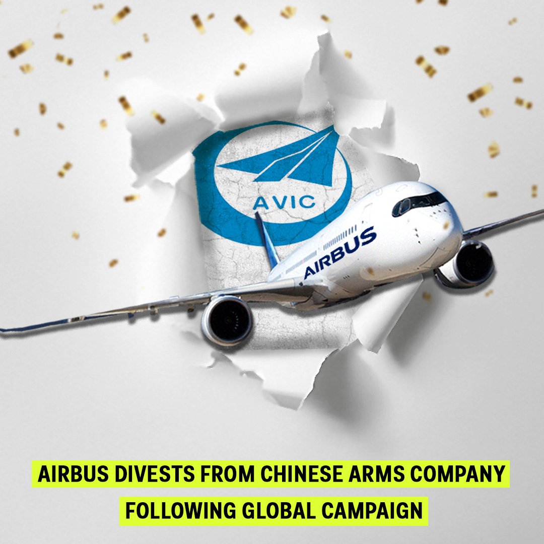 zoyaphan's tweet image. Welcome news- Airbus has divested from AVIC, a Chinese company arming Burmese military.
AVIC is a Chinese aircraft and arms manufacturer which supplies the Burmese military with the jets they use to bomb schools, hospitals and homes.
Read the statement from @JusticeMyanmar…