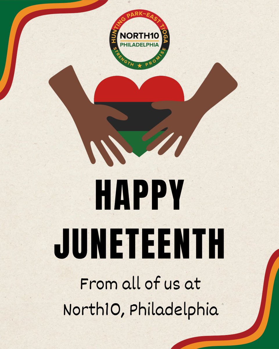 Today, North10, Philadelphia proudly celebrates Juneteenth—a day that honors the strength, resilience, and freedom of Black communities across the country. In observance of the holiday, our offices will be closed today.

#TogetherWeThrive #Juneteenth #BlackFreedom