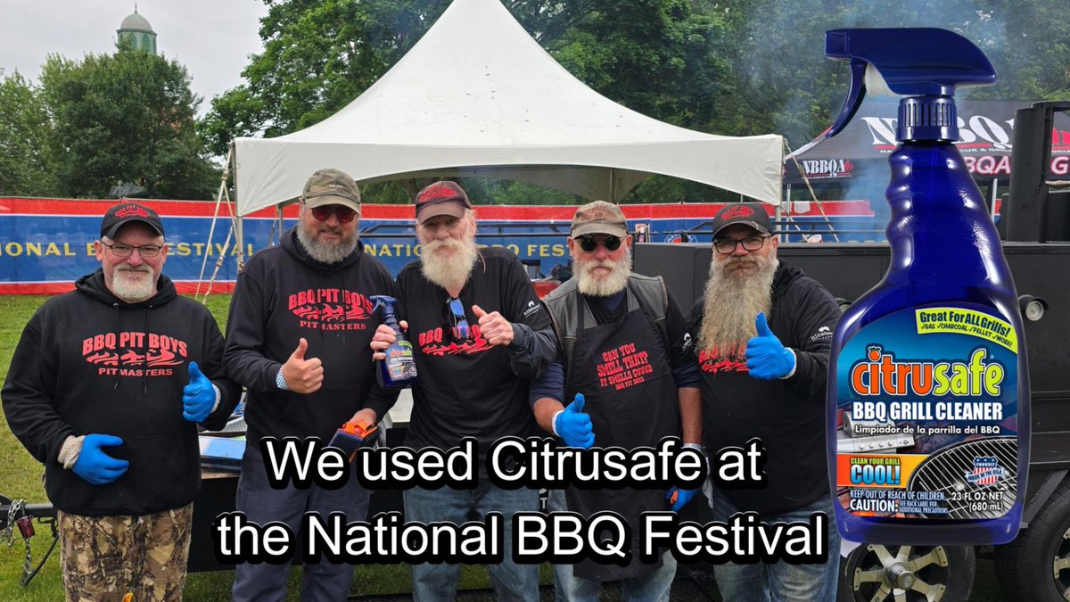KEEP IT CLEAN Thanks Citrusafe Grill Cleaner for sponsoring the BBQ Pit Boys at the National BBQ Festival where we gave out over 14,000 "Live Fire" servings.. #citrusafe