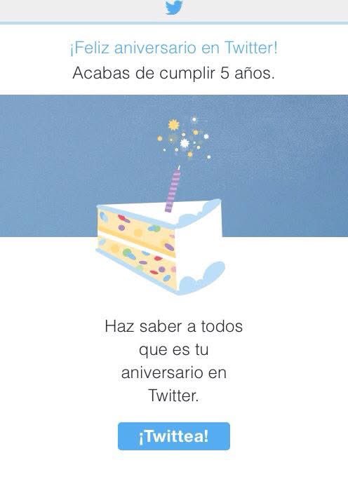 ¡Ya llovió! 😅😂  Así te felicitaba Twitter en cada aniversario 🙈
(Junio 2014).
#Oldies #TBT