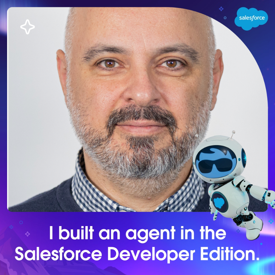 FarranRami's tweet photo. I built an agent in the Salesforce Developer Edition! 🎉
Complete the Developer Edition Quest to build yours today and showcase your new skills with a custom photo. 🤖
Start learning: https://t.co/JB4l908Mn7
#SFGiveaway #BuiltWithAgentforce https://t.co/Bri9pauPk1