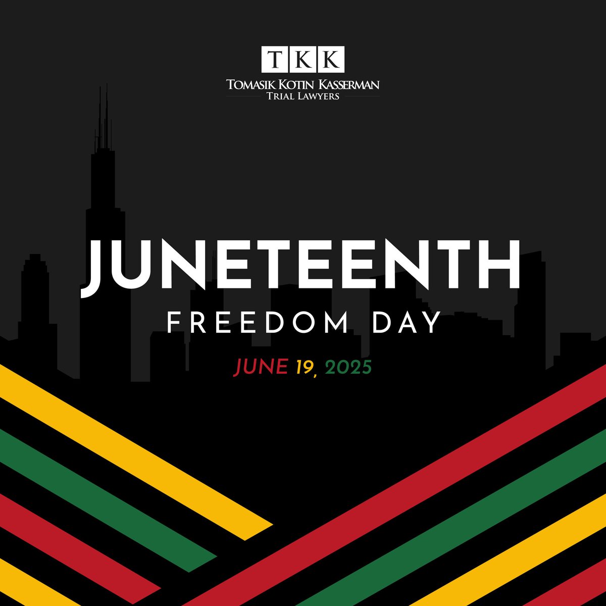 Today, we honor Juneteenth — a solemn reminder of our country’s past and a call to continuously uphold equality under the law. 

#TKKLaw #Juneteenth #FreedomDay