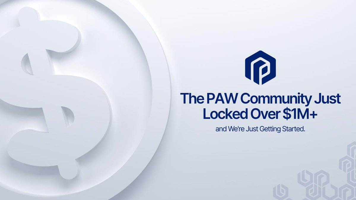 100+ Trillion PAW coins locked. Over $1M+ in total value locked. 🔐

A massive milestone - and we’re just getting started. 💪 

If you’re holding PAW, why not put it to work? Earn passively and effortlessly. Just delegate. 

Start today, and let the network do the work for you.