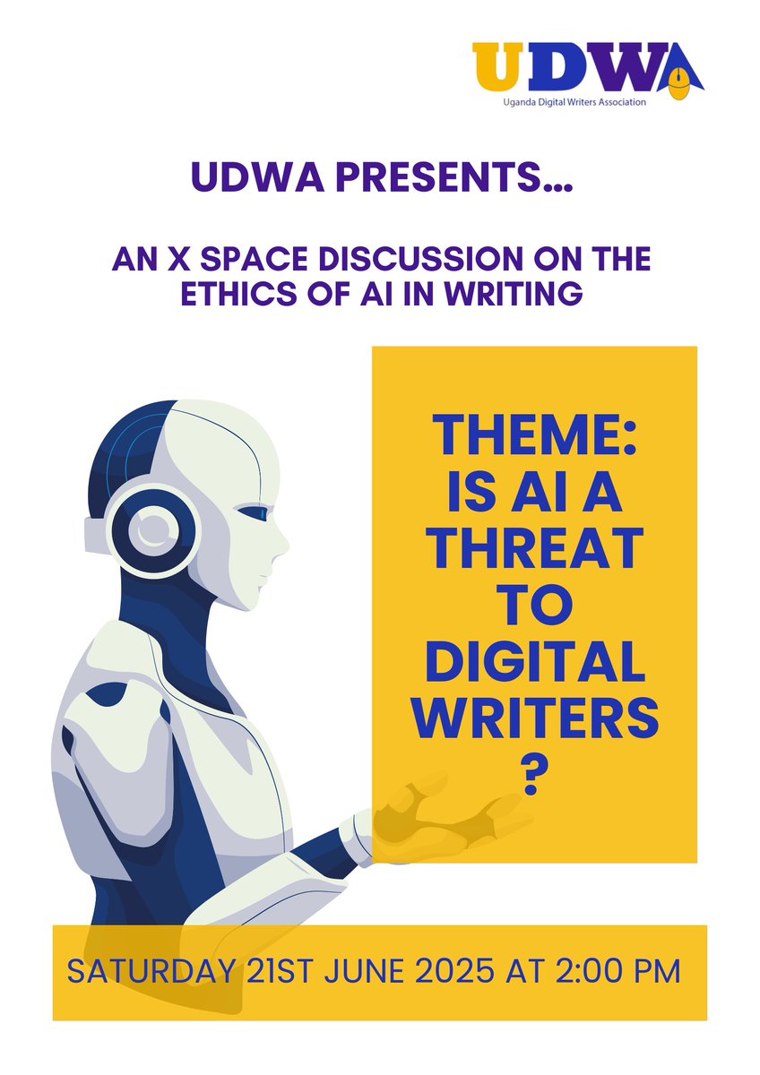 UDWA_'s tweet photo. “I want AI to do the dishes so I can do my art, not do my art so I can do the dishes.” 🤖

Is AI a tool or a threat to digital writers? Join us this Saturday to unpack the ethics of AI in creativity.

Link: https://t.co/IuLrZb7ze2

#UDWAssociation #AI #digitalwriting https://t.co/gsNHh49Org