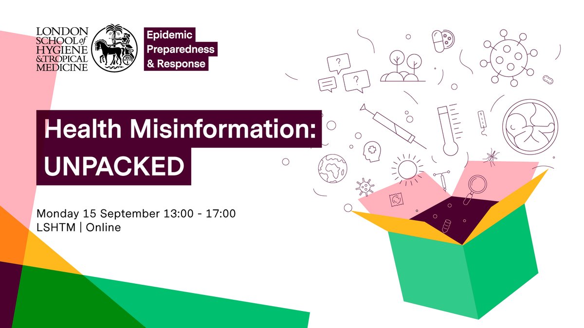 Centre for Epidemic Preparedness & Response, LSHTM (@lshtm_cepr) on Twitter photo 🌟MISINFORMATION EVENT🌟
Join our <a href="/LSHTM/">London School of Hygiene & Tropical Medicine</a> Health Misinformation: UNPACKED event to hear from leading voices on how to understand & combat the rising tide of health #misinformation in the UK.
🗓️ 15 September 2025
⏰ 13:00-17:00 GMT
📍 LSHTM
Get tickets 👉bit.ly/LSHTMHealthMis… 🌟MISINFORMATION EVENT🌟
Join our <a href="/LSHTM/">London School of Hygiene & Tropical Medicine</a> Health Misinformation: UNPACKED event to hear from leading voices on how to understand & combat the rising tide of health #misinformation in the UK.
🗓️ 15 September 2025
⏰ 13:00-17:00 GMT
📍 LSHTM
Get tickets 👉bit.ly/LSHTMHealthMis…