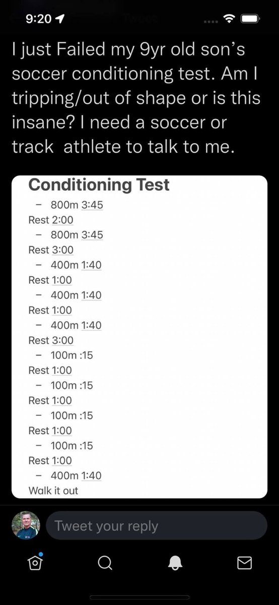 Don_K_Williams's tweet image. Soccer ⚽️ dad says he failed his 9yr olds fitness test 

Who’s giving fitness tests to 9 year  old kids?!

Is this really a thing and why?