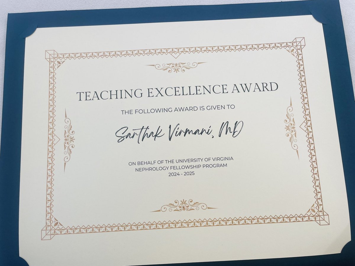 Humbled to have received this honor from the amazing <a href="/UVANeph/">UVA Nephrology</a> fellows !