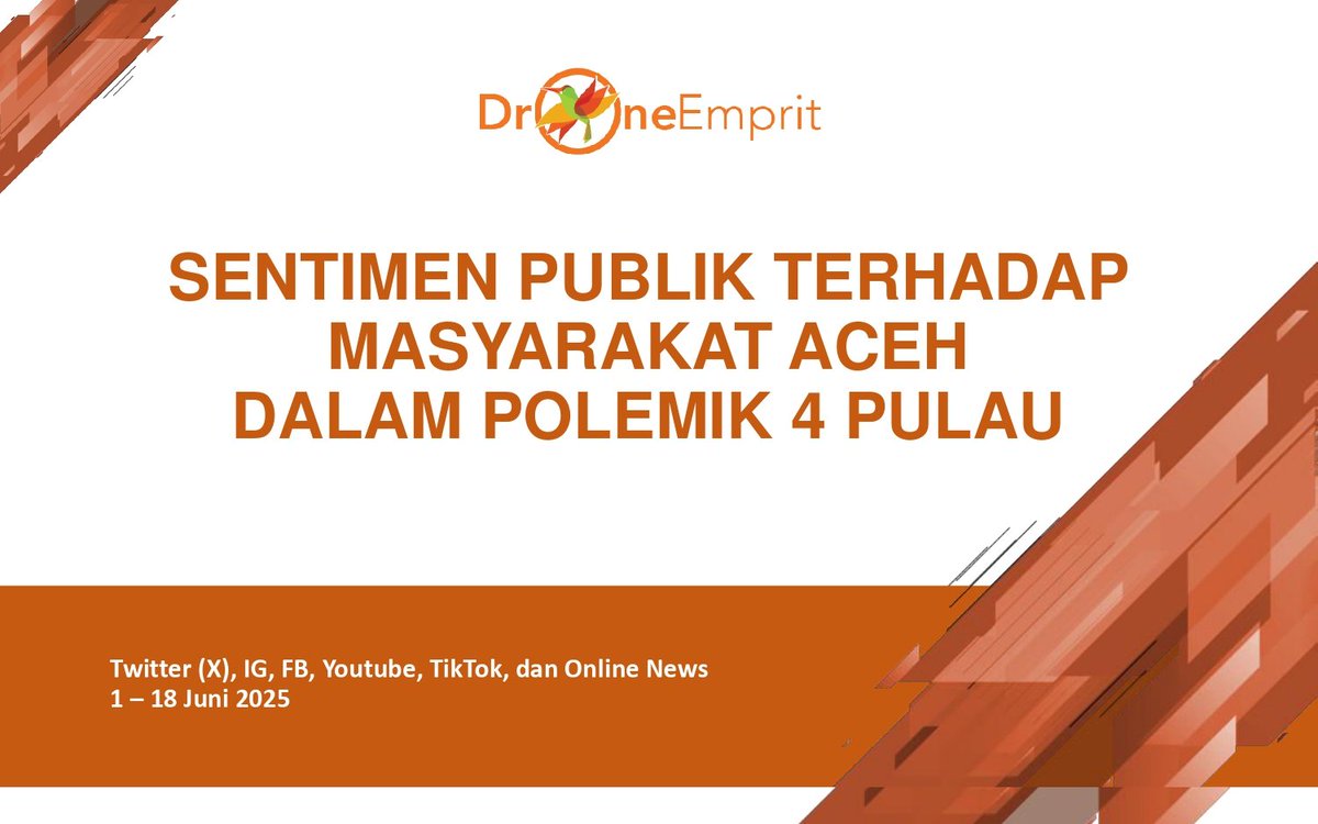 DroneEmpritOffc's tweet photo. Dari #AcehMelawan sampai #AcehMerdekaRIBubar, percakapan soal Polemik 4 Pulau Aceh mencerminkan krisis kepercayaan rakyat pada pemerintah pusat.
Bagaimana sentimen publik terbentuk? Apa narasi yang paling berpengaruh?
Mari kita bedah datanya.
By DE (@ismailfahmi) https://t.co/VEqRBeaTk8