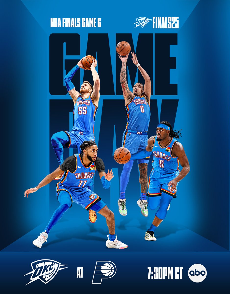 OKC THUNDER (@okcthunder) on Twitter photo Work to do in Indy 💪
📺 ABC
📻 <a href="/sportsanimal/">The Sports Animal</a>
📲 Postgame show live on Thunder app, Thunder YouTube, Channel 52 in OKC, and FanDuel Sports Network App Work to do in Indy 💪
📺 ABC
📻 <a href="/sportsanimal/">The Sports Animal</a>
📲 Postgame show live on Thunder app, Thunder YouTube, Channel 52 in OKC, and FanDuel Sports Network App