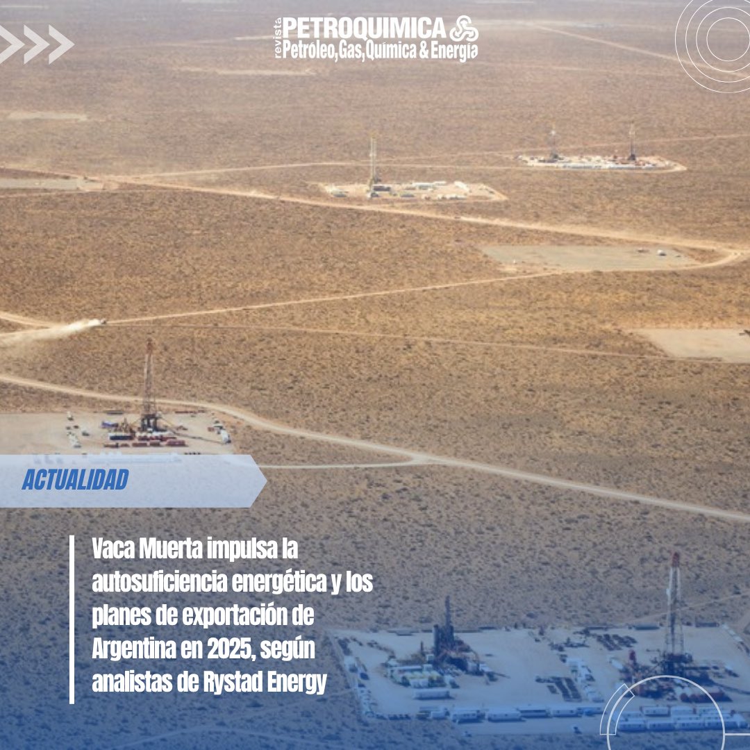 RevPetroquimica's tweet photo. 🇦🇷💪 Vaca Muerta impulsa la autosuficiencia energética y los planes de exportación de Argentina en 2025

🔗 Leé la nota completa 👉 https://t.co/8zirzdPhuP

#VacaMuerta #GNL #EnergíaArgentina #AutosuficienciaEnergética #RystadEnergy #ExportaciónDeGas #PetróleoYGás #ShaleEnergy https://t.co/vKB5NfMcNw