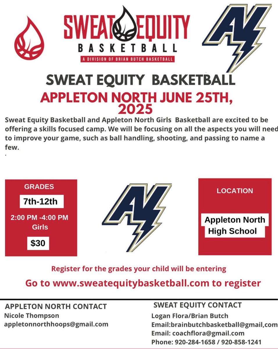 Repost from @appletonnorthgirlsbasketball. Follow them for the latest updates...

🚨7th-12th Graders Register Online Today!🚨
brianbutchbasketballcamps.com/appleton-north…
