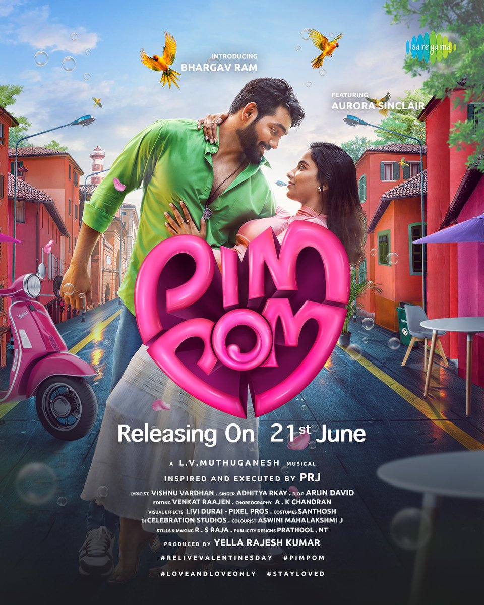 saregamasouth's tweet photo. Mark Your Calendars! #PimPom Music Video Drops on 21st June! 💞
🎶 #LVGanesan #LVMuthukumaraswamy
🎙️ @AdithyarkM
✍🏻 @Lyricist_Mohan #VishnuVardhan
#PRJ #BhargavRam #AuroraSinclair #HarishMuniyappan #ArunDavid #YallaRajeshkumar #VeeraBrahmam #MusicVideo https://t.co/lw6nXyFOxj