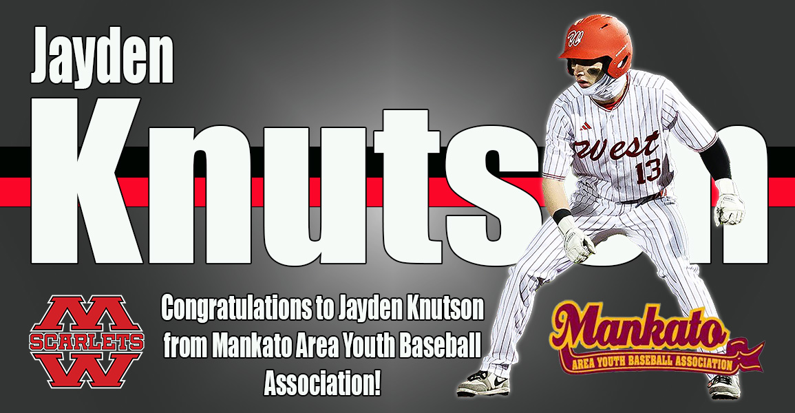 Mankato Area Youth Baseball (@maybabaseball) on Twitter photo Best of luck to Nathan Bridger (<a href="/MankatoEastBase/">Mankato East Baseball</a>) and Jayden Knutson (<a href="/mwscarlet9/">Mankato West Baseball</a>) at this year's <a href="/MSHSBCA/">MN Baseball Coaches</a> All-Star Series in Chaska this weekend. Best of luck to Nathan Bridger (<a href="/MankatoEastBase/">Mankato East Baseball</a>) and Jayden Knutson (<a href="/mwscarlet9/">Mankato West Baseball</a>) at this year's <a href="/MSHSBCA/">MN Baseball Coaches</a> All-Star Series in Chaska this weekend.