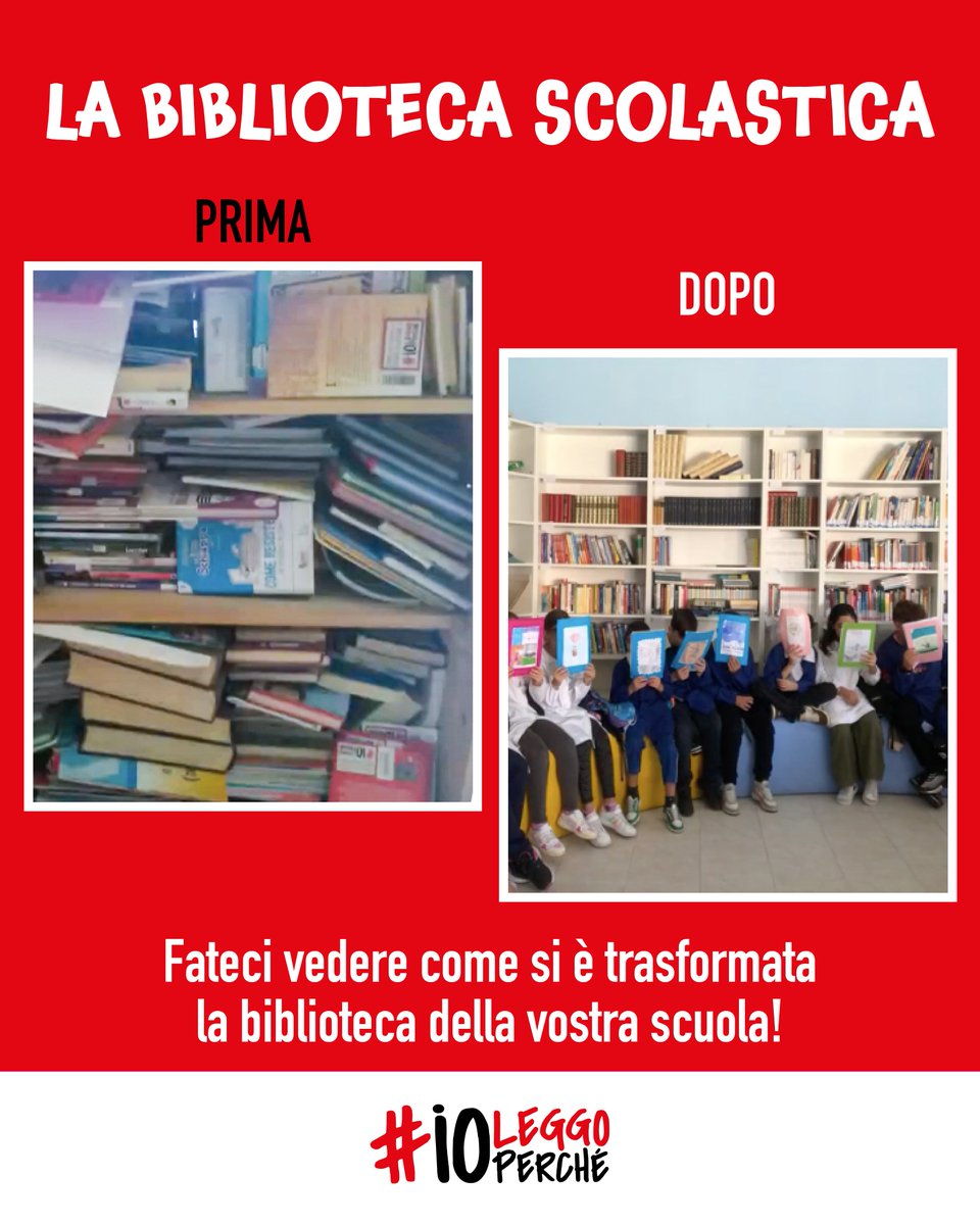 Da uno scatolone abbandonato a uno scaffale ordinato: la magia delle biblioteche scolastiche 💥

Abbiamo bisogno di voi! Fateci vedere il PRIMA e il DOPO #ioleggoperché delle vostre biblioteche scolastiche, con foto e video!

Tutte le info tr.ee/3Drwuw_7vw

#ioleggoperché