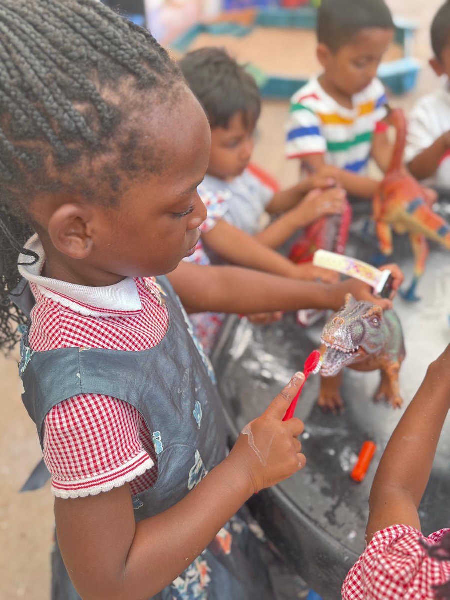 The nursery have been learning about dental health this week. What better to practice our tooth brushing than on dinosaurs!