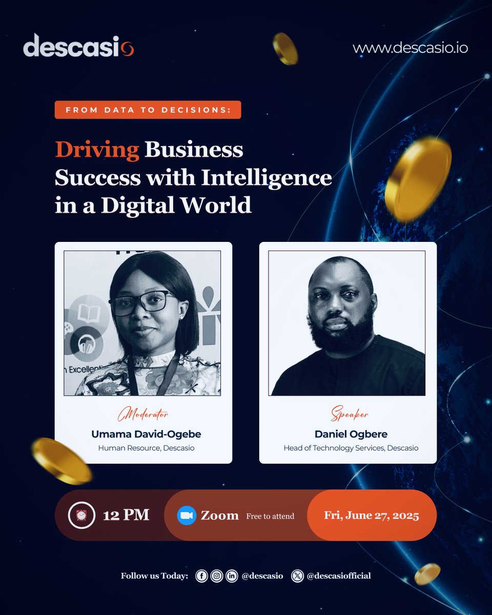 Data on its own is ordinary; its true power and purpose lie in its ability to drive meaningful action.

🗓️ Date: Friday, June 27, 2025

🕛 Time: 12 PM (Noon)

Don’t miss out; secure your spot today!

👉 Register Now – [zoom.us/webinar/regist…]

#DataDriven #BIWebinar #Digital