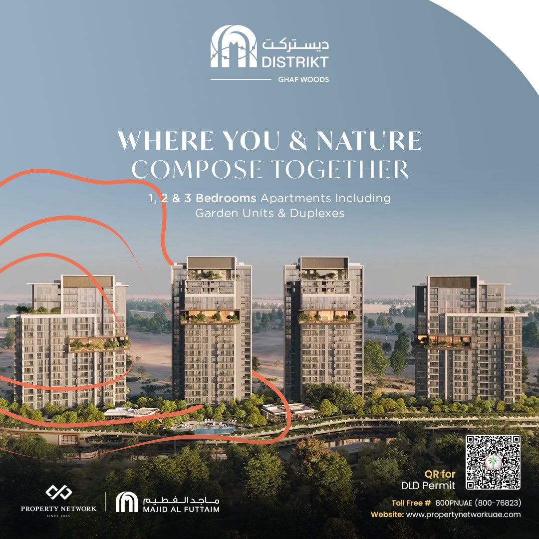 Distrikt at Ghaf Woods by Majid Al Futtaim

Welcome to forest-inspired living in the heart of Dubailand.

Exclusive Collection:
🌿 1 to 3-Bedroom Apartments &amp; Duplexes
📍 Starting from AED 1.47M
📅 Handover: July 2029
💰 60/40 Flexible Payment Plan