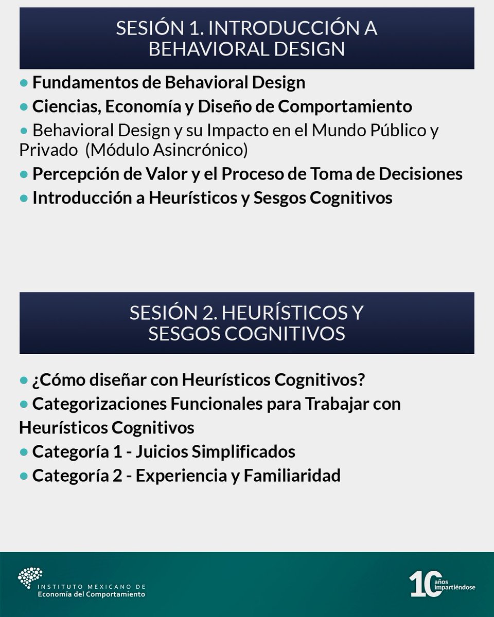 ecomportamiento's tweet image. 🎯 En nuestro curso de Behavioral Design, aprenderás a aplicar principios de la psicología y la economía del comportamiento para influir en las decisiones de manera ética y efectiva.

¡Consulta el temario completo del curso! 💡

#BehavioralDesign