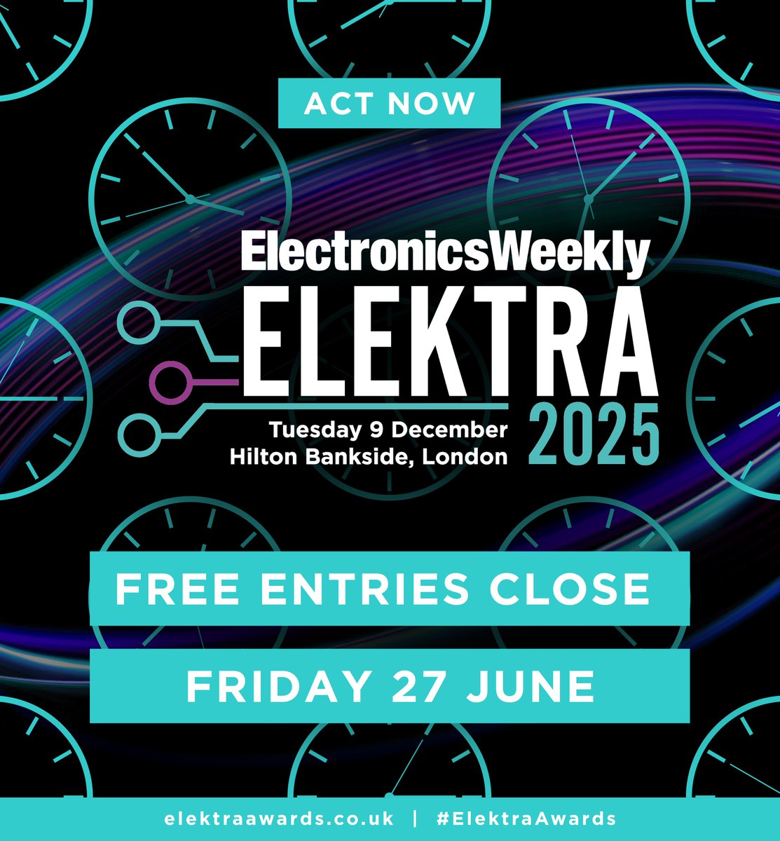 ElectronicsNews's tweet image. ⏰ TIME IS RUNNING OUT! ⏰

There’s just over one week to go until the FREE entry deadline for the #ElektraAwards 2025.

✅ Submit your entry by Friday 27 June* to receive the recognition your work deserves.
👉bit.ly/EA25-enter

*Late entry fees apply after this date.