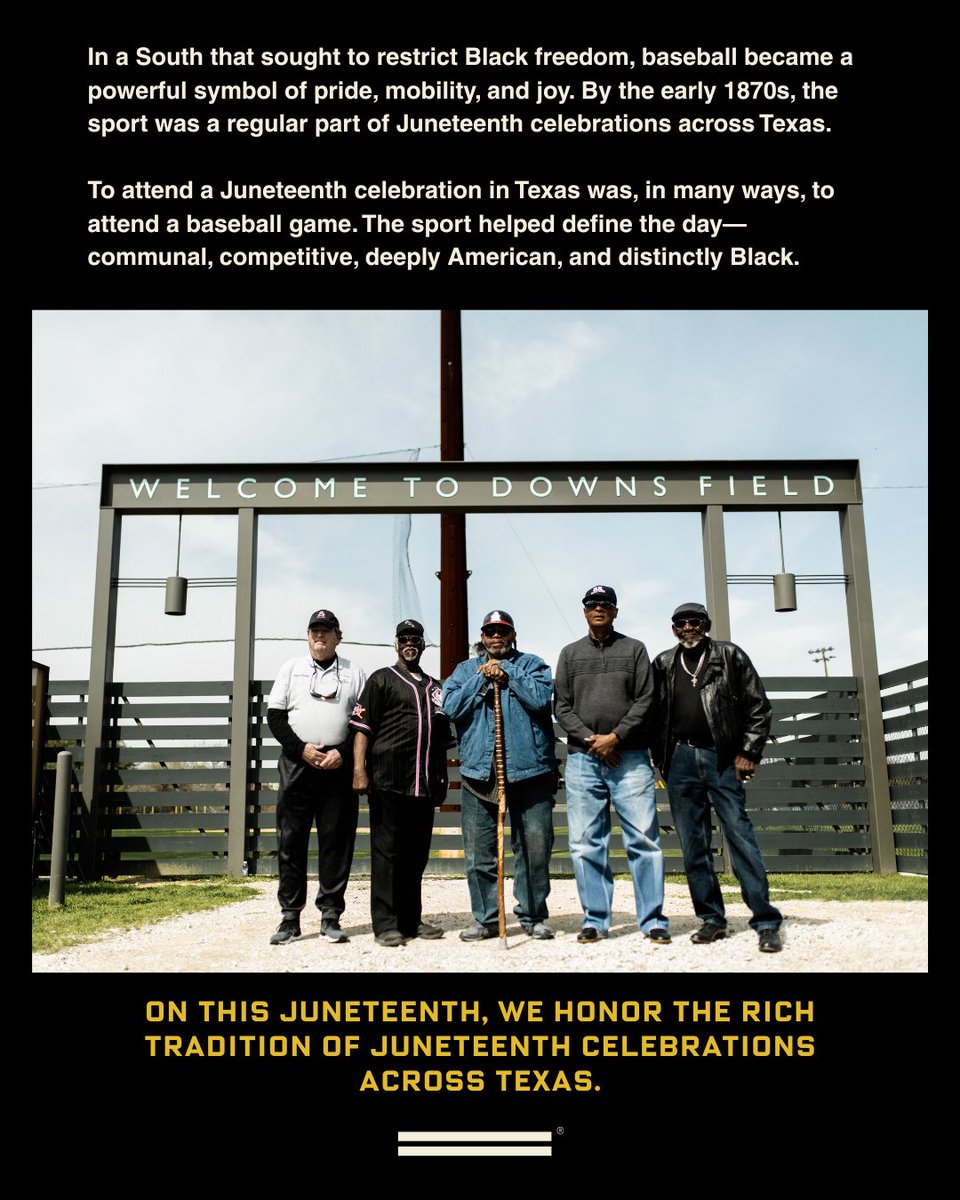 Warstic (@warstic) on Twitter photo Today we honor the rich tradition of Juneteenth celebrations across Texas, and how Black Texans used baseball to express the joy and freedom of June 19, 1865. Today we honor the rich tradition of Juneteenth celebrations across Texas, and how Black Texans used baseball to express the joy and freedom of June 19, 1865.