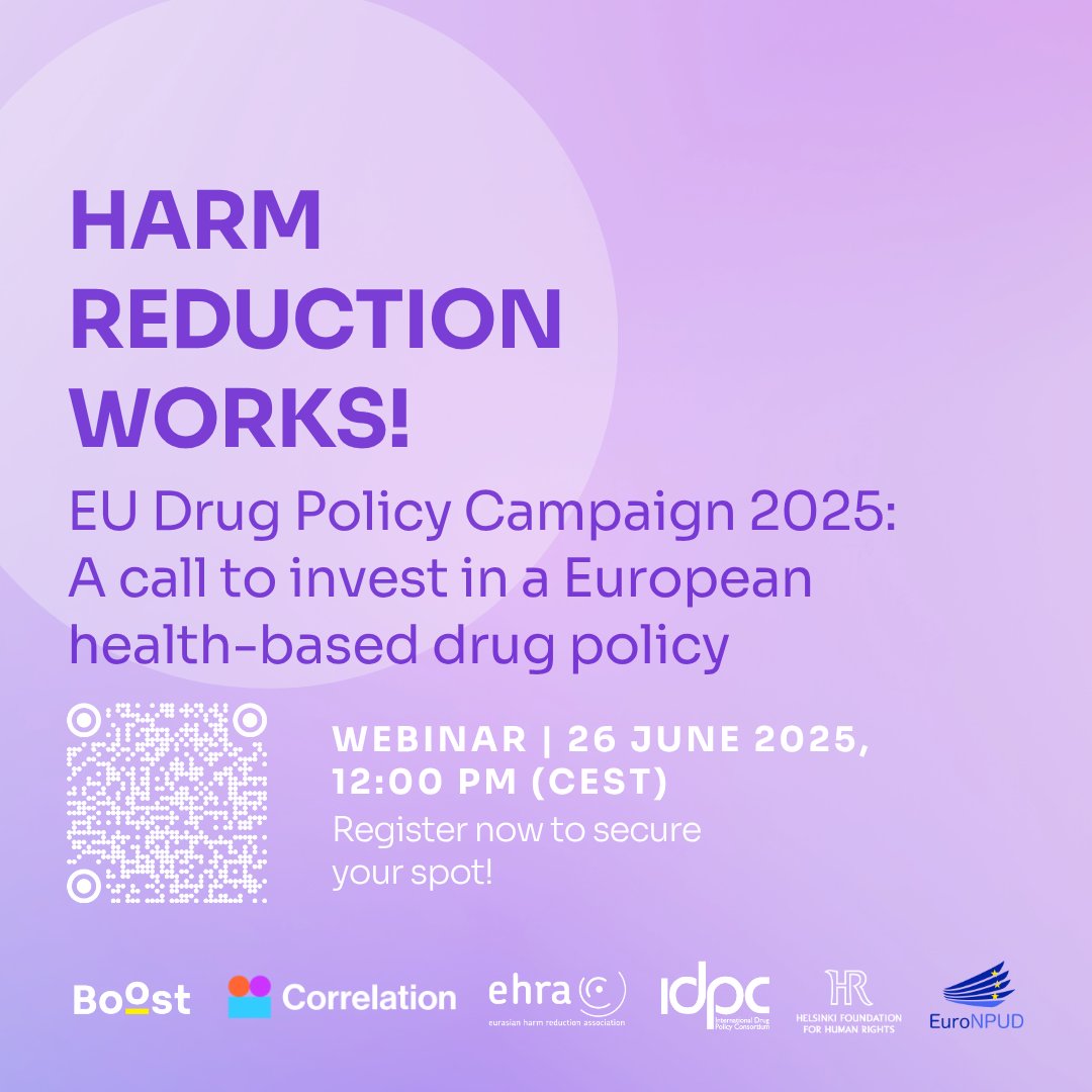 One week from today! Make sure to book your place for the webinar launching the European Drug Policy Campaign 2025. Register now: buff.ly/ExUJMh5

#drugpolicy #harmreduction #humanrights
#FutureDrugPolicyEU25 #SupportDontPunish <a href="/IDPCnet/">IDPC</a> <a href="/hfhrpl/">Helsińska Fundacja Praw Człowieka</a> <a href="/CorrelationNet/">Correlation - European Harm Reduction Network</a> <a href="/EuronpudO/">EuroNPUD-Official</a>