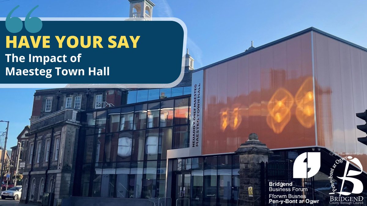 Businesses, we need your feedback on <a href="/MaestegTownHall/">Neuadd y Dref Maesteg Town Hall</a> 🏛️

Share your thoughts on how Maesteg Town Hall’s renovations have impacted your business.

Find out more and #HaveYourSay 🔗 wavehill.eu.qualtrics.com/jfe/form/SV_d1…