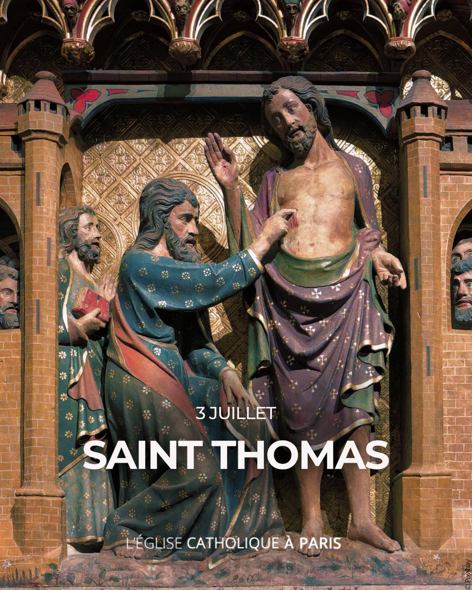 Nous fêtons aujourd'hui saint Thomas, l'un des douze apôtres de #Jésus 🙏

Il est connu pour son incrédulité face au Christ ressuscité, qu'il reconnait finalement : 

📖 𝘈𝘭𝘰𝘳𝘴 𝘛𝘩𝘰𝘮𝘢𝘴 𝘭𝘶𝘪 𝘥𝘪𝘵 : « 𝘔𝘰𝘯 𝘚𝘦𝘪𝘨𝘯𝘦𝘶𝘳 𝘦𝘵 𝘮𝘰𝘯 𝘋𝘪𝘦𝘶 ! » (Jn 20, 28)