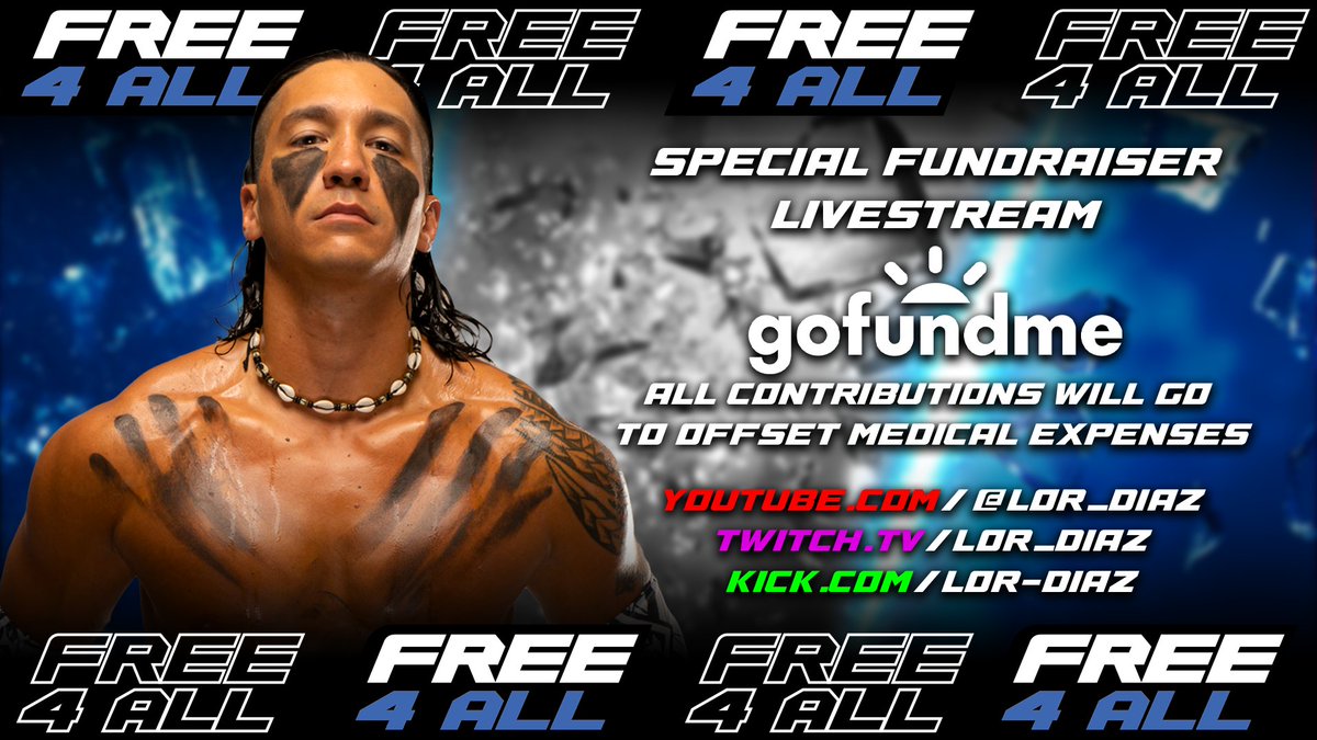 Tomorrow, Friday around 8PM EST
Friday Night Free-4-All 
A very special fundraising livestream to help my best friend, <a href="/KekoaPro/">Kekoa</a> offset medical expenses brought on by Stage 2 kidney failure. It's time to be toxic on the internet for a GOOD cause! 🙏🏼🙏🏼🙏🏼
➡️ gofund.me/ed892e68