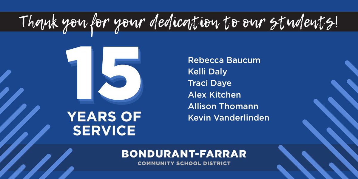 Fifteen years of showing up, making a difference, and doing great work. We're grateful for everything you bring to our team!

#WeAreBondurantFarrar 💙