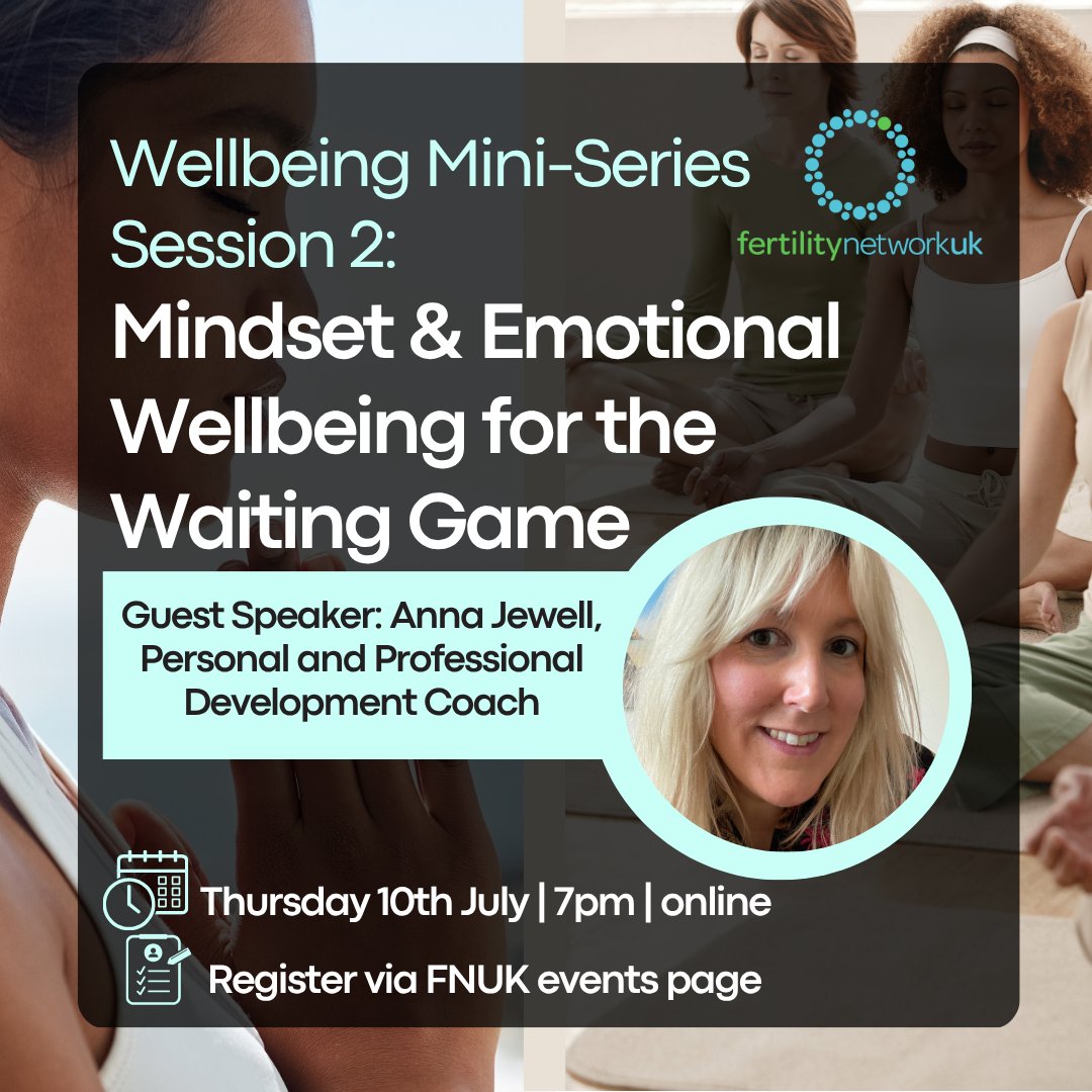 ✨TOMORROW✨
Wellbeing Mini-Series: Session 2 Mindset &amp; Emotional Wellbeing for the Waiting Game

🔗 fertilitynetworkuk.org/events/wellbei… #TTC #FertilitySupport #MindsetMatters #EmotionalHealth