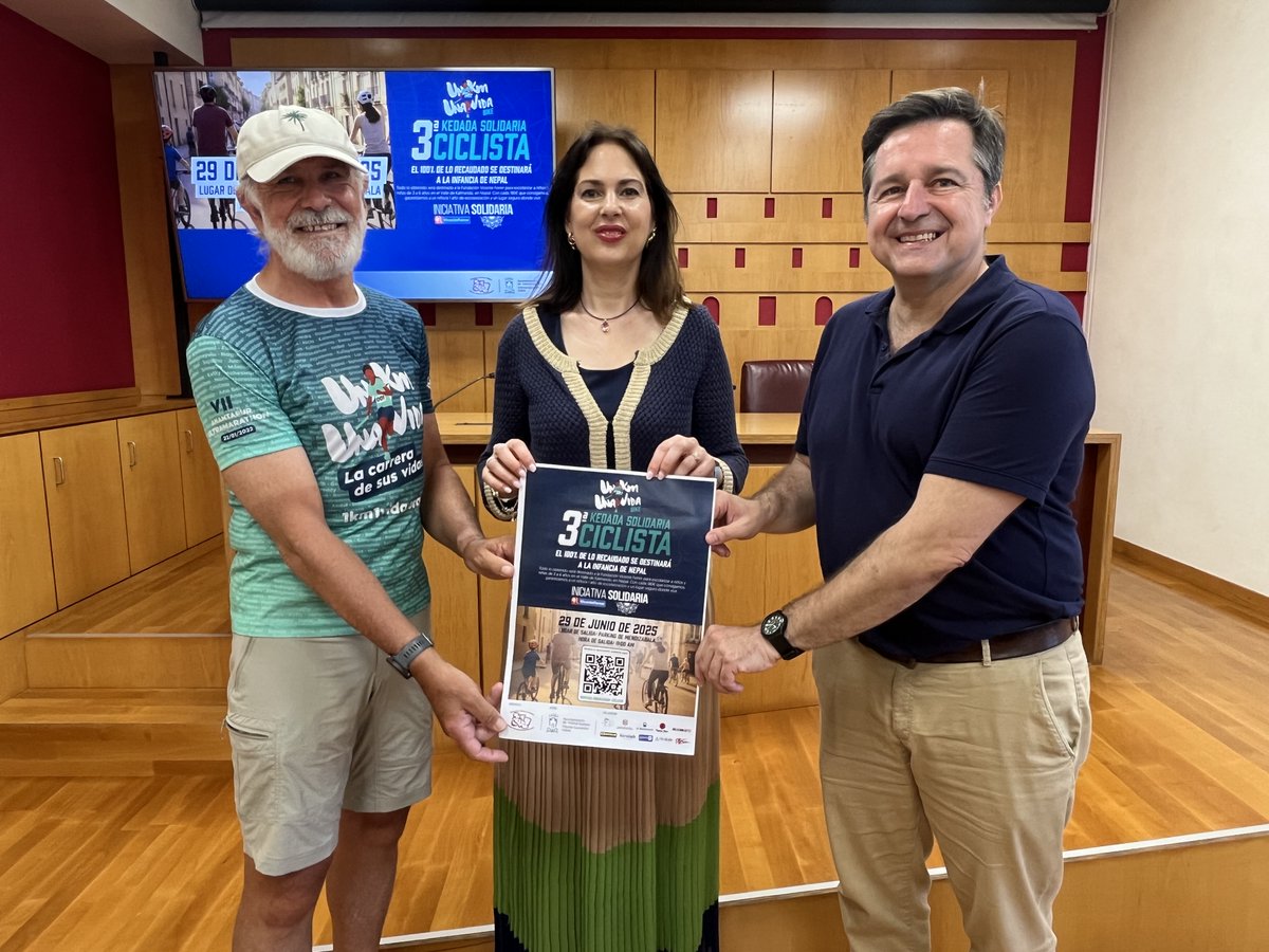 ‘Kedada solidaria ciclista 1Km 1Vida Bike’ izenekoaren hirugarren edizioak #Gasteiz ko erdigunea zeharkatuko du Nepalgo haurren alde v-g.eus/4nqUYf5

La tercera edición de la ‘Kedada solidaria ciclista 1Km 1Vida Bike’ recorrerá el centro de #VitoriaGasteiz a favor de