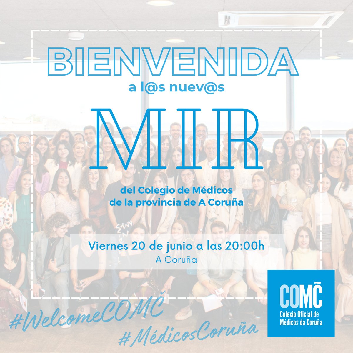 Mañana viernes 20 de junio a las 20:00h celebraremos en A Coruña el Acto de 𝐁𝐢𝐞𝐧𝐯𝐞𝐧𝐢𝐝𝐚 𝐚 𝐥𝐨𝐬 𝐧𝐮𝐞𝐯𝐨𝐬 𝐌𝐈𝐑 del Colegio Oficial de Médicos de la Provincia de A Coruña.

¡Bienvenid@s #MédicosCoruña! 👋

#COMČ #MIR #Galicia #Coruña #Santiago #Ferrol #welcomeCOMČ