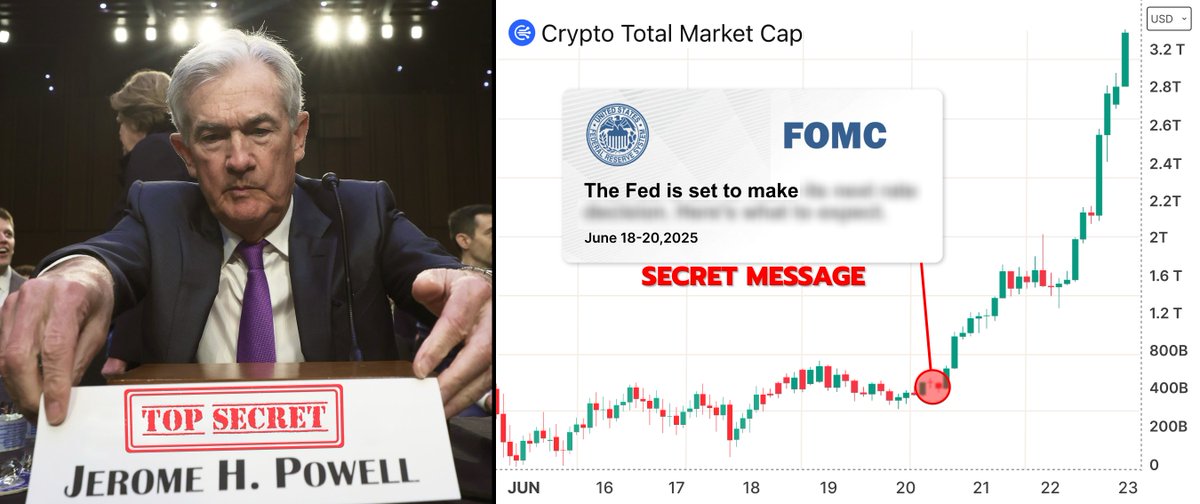 🚨 FOMC MEETING JUST CHANGED CRYPTO

Powell sent hidden message to crypto holders

99% missed it, 1% started the historical rotation

Here's  what you missed and how it will change #crypto 👇🧵